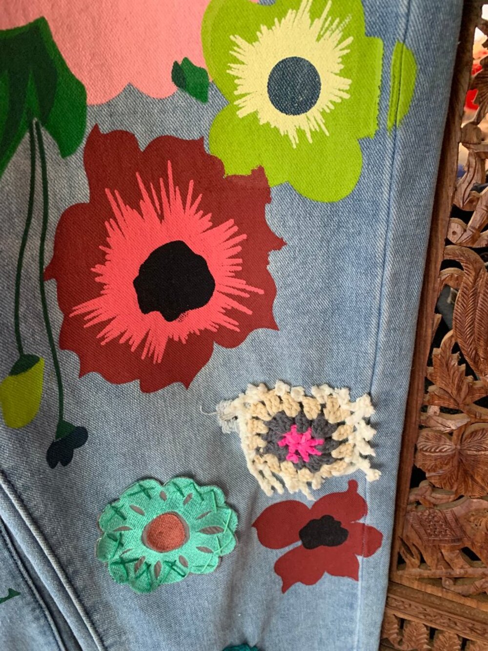 Custom One-of-a Kind Upcycle Jeans size large - Picture 5 of 10
